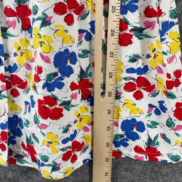 RIXO x Target Mini Dress 2 White Floral Linen Short Sleeve Button-Up A-Line - Picture 8 of 11